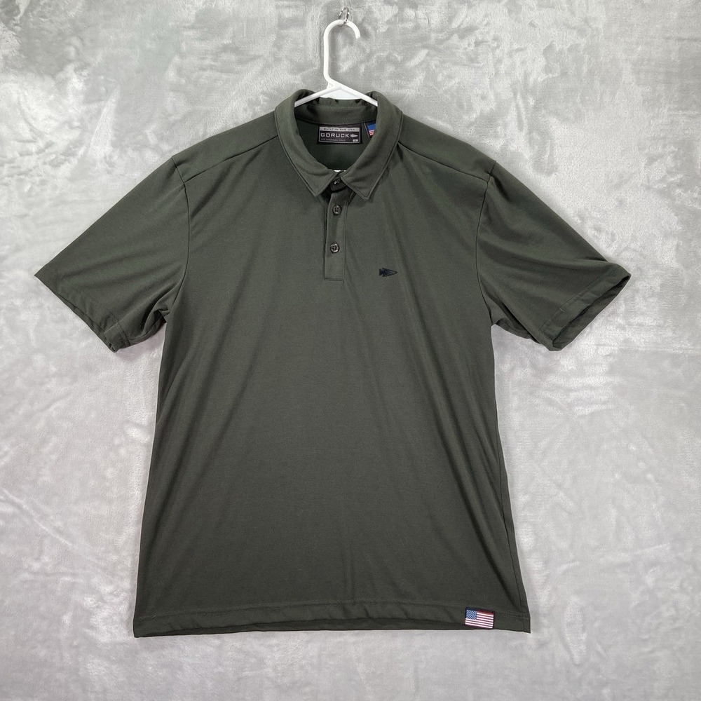 GoRuck Shirt Mens Large Polo The American USA Made Tough 365 Green Short Sleeve